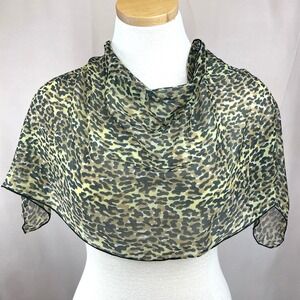 Vintage Leopard Animal Cheetah Rectangle Scarf‎ 40" x 17" Synthetic Rolled Edge